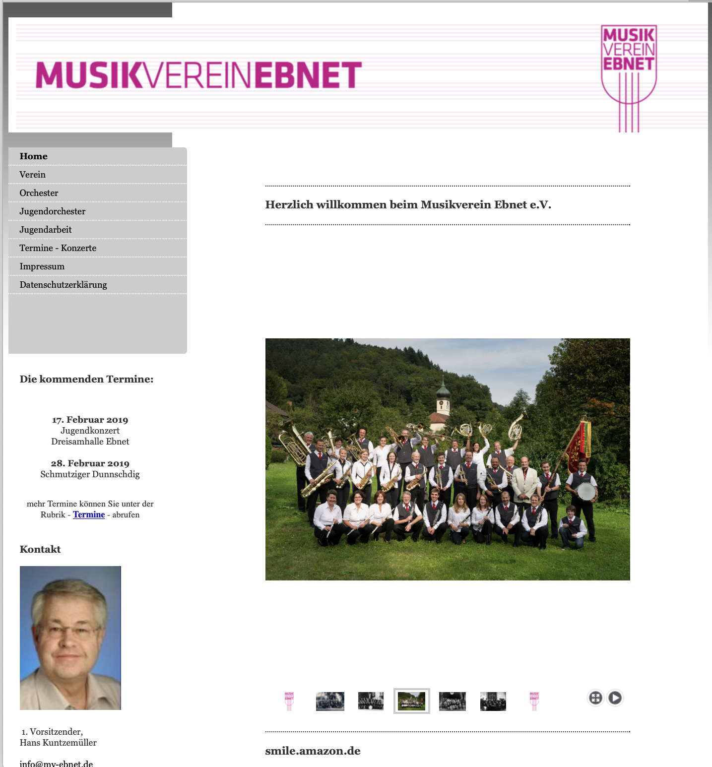 Alte Webseite des Musikverein Ebnet